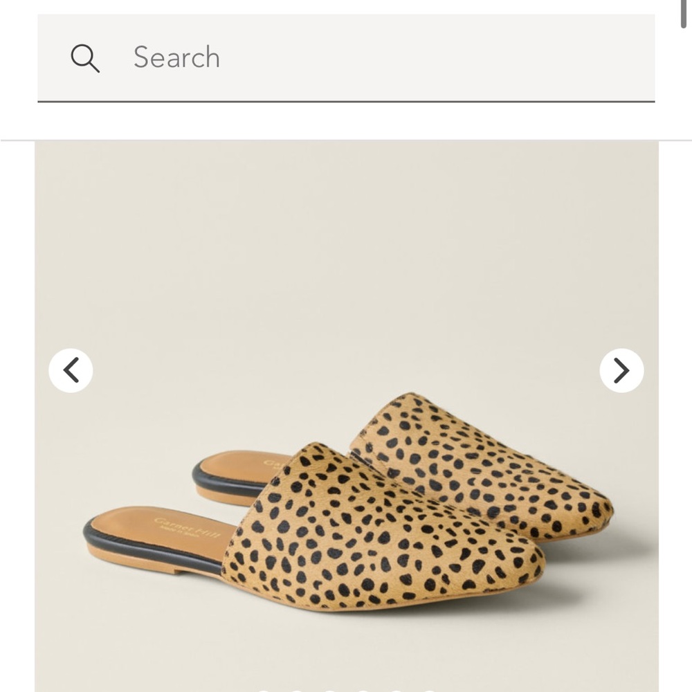 Garnet Hill Iris Leopard Print Women's Mules Flats 8
